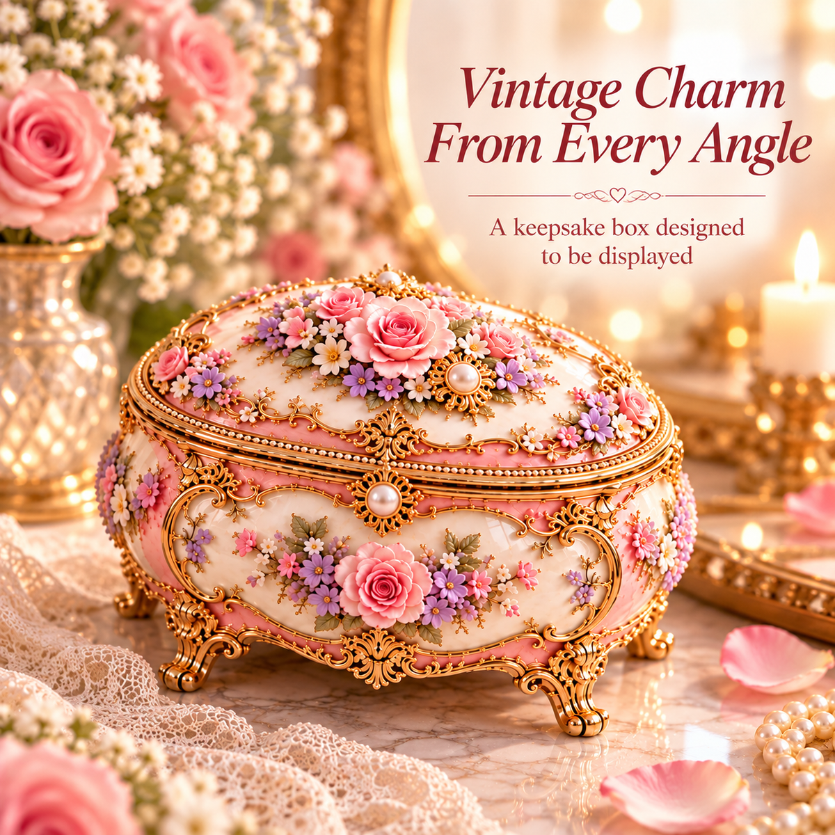 Floral Ballerina Music Box with Butterfly Reveal