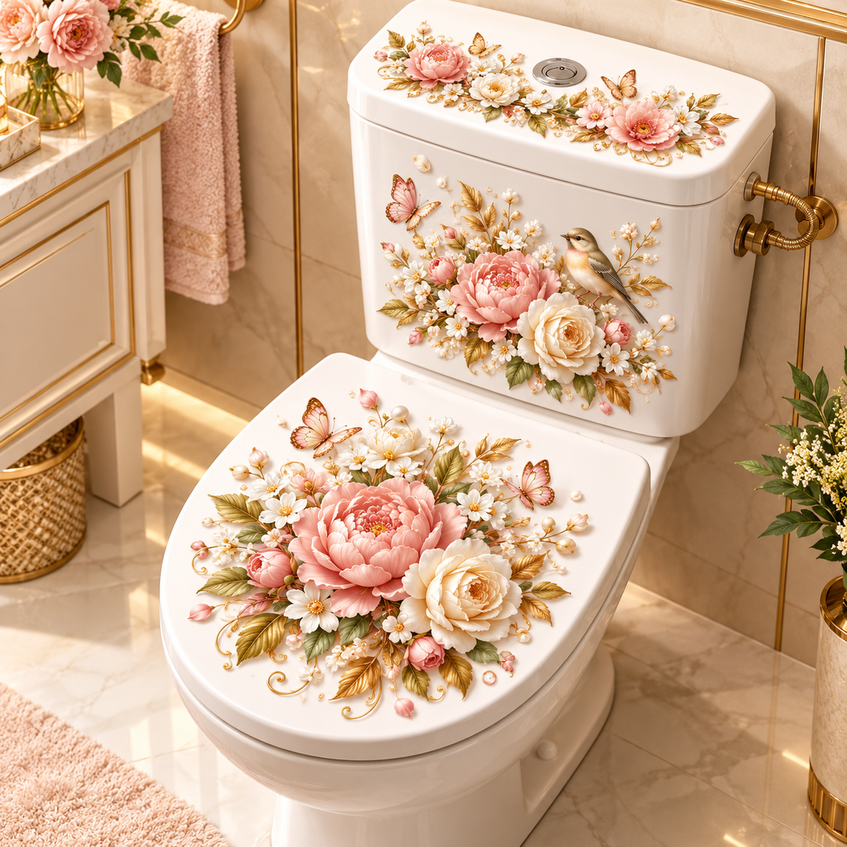 Animal & Floral Toilet Decals – Decorative Design Collection – product view 1