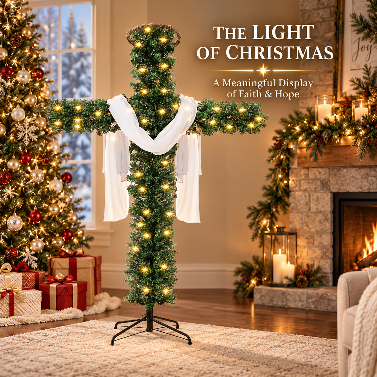 🔥 SPECIAL OFFER |🙏 Lighted Christmas Cross – Meaningful Holiday Home Decor