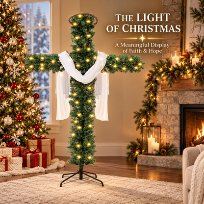 🔥 SPECIAL OFFER |🙏 Lighted Christmas Cross – Meaningful Holiday Home Decor