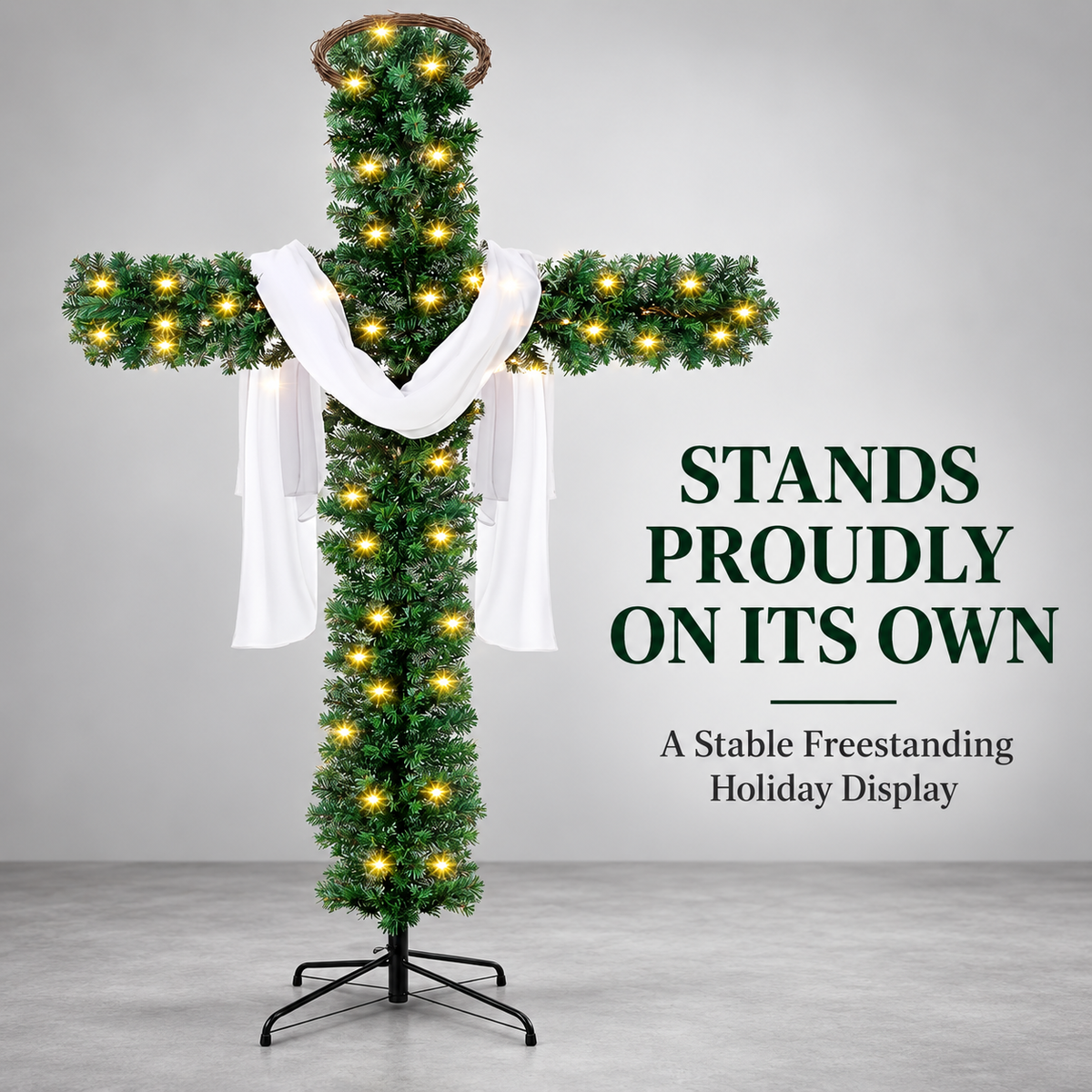 🔥 SPECIAL OFFER |🙏 Lighted Christmas Cross – Meaningful Holiday Home Decor