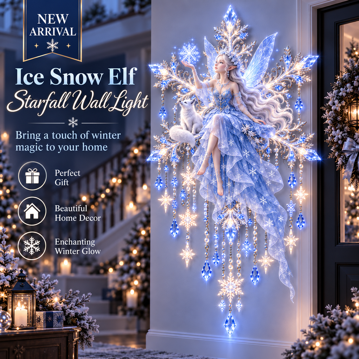 Ice Snow Elf Starfall Wall Light