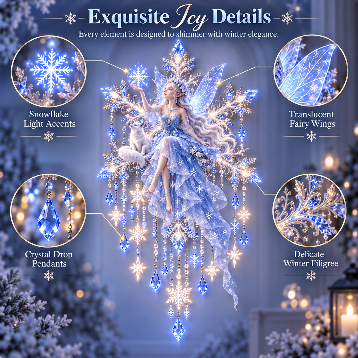 Ice Snow Elf Starfall Wall Light