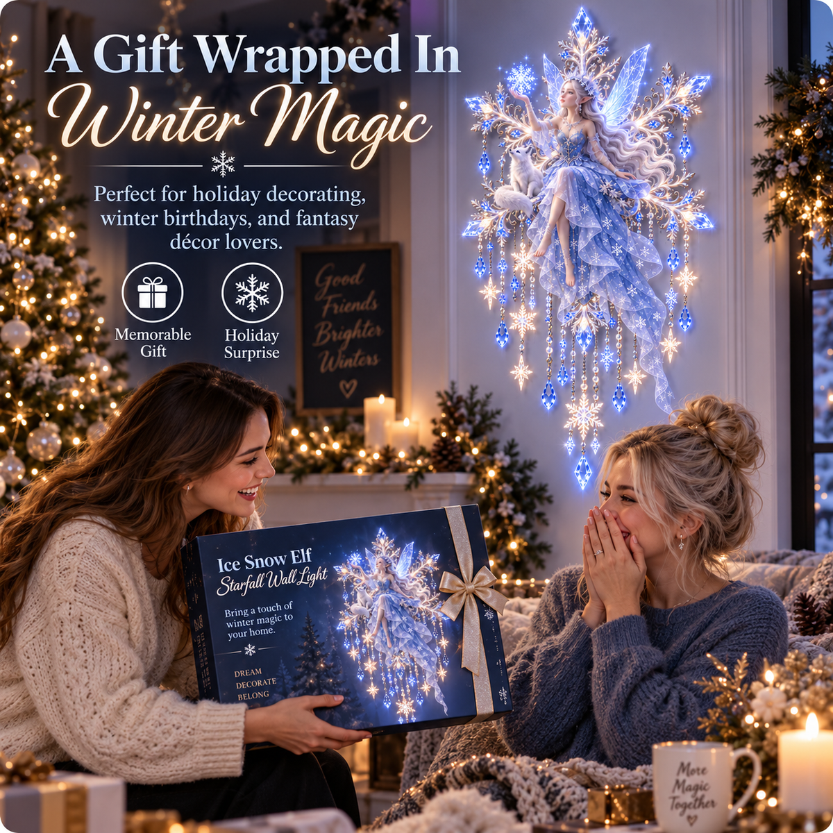Ice Snow Elf Starfall Wall Light
