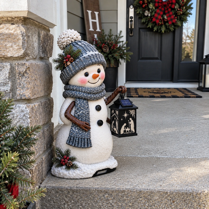 ⛄️🎄Snowman Nativity Glow– Solarbetriebene Weihnachts-Stufenleuchte mit Projektion der Heiligen Familie🌙