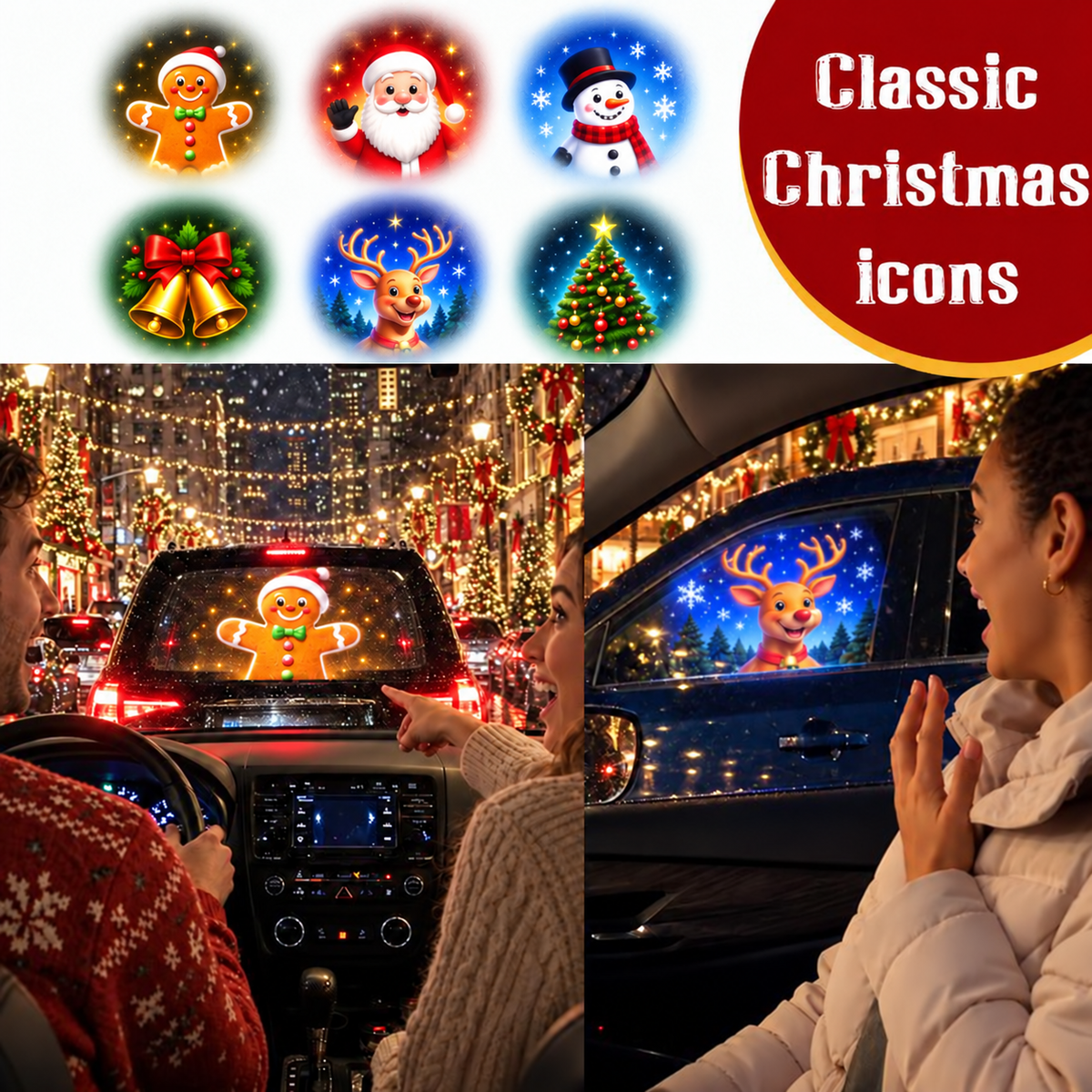 🎅 Christmas Car Projector Light ✨ Bring Holiday Magic on the Road