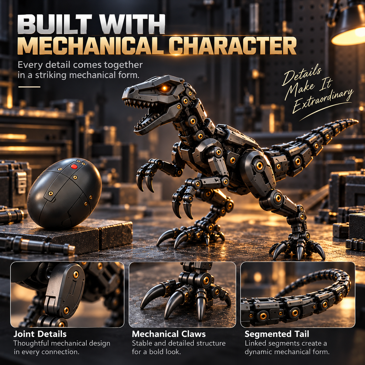 Mechanical Raptor Transforming Egg – Dinosaur Figure – view 4