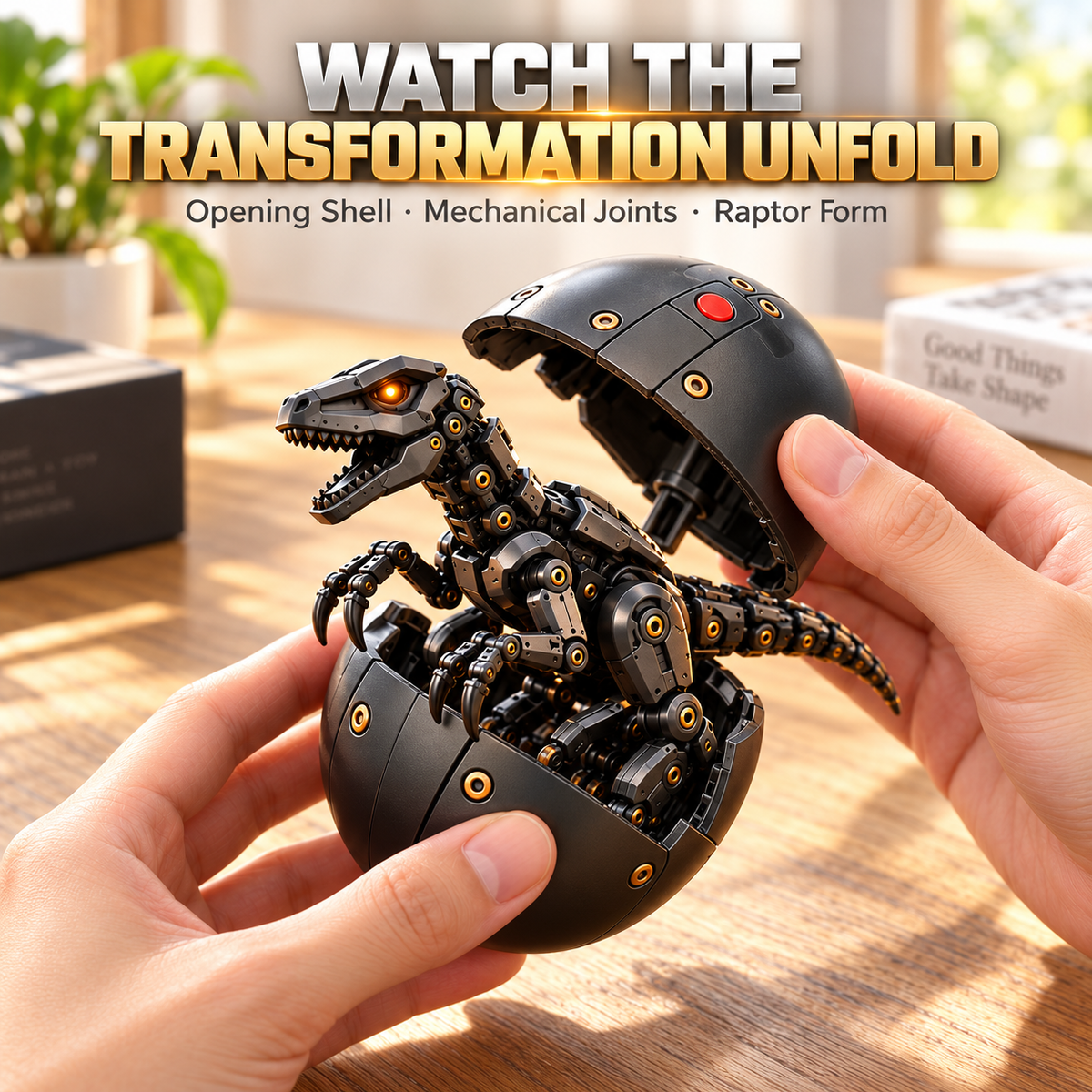 Mechanical Raptor Transforming Egg – Dinosaur Figure – view 3