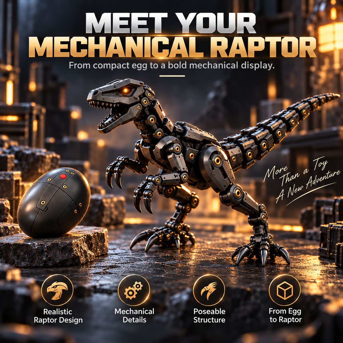Mechanical Raptor Transforming Egg – Dinosaur Figure – view 6