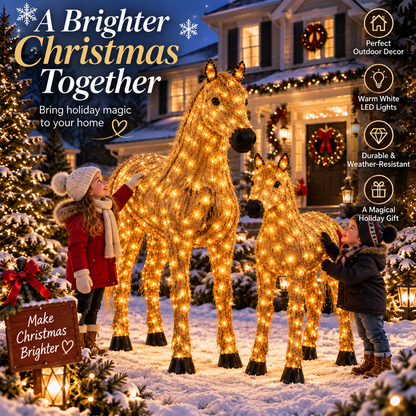 Light-Up Christmas Horse & Foal – Warm White Holiday Display