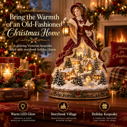 Victorian Caroler Christmas Glow – Lighted Village Lady Tabletop Decor