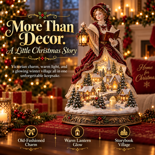Victorian Caroler Christmas Glow – Lighted Village Lady Tabletop Decor