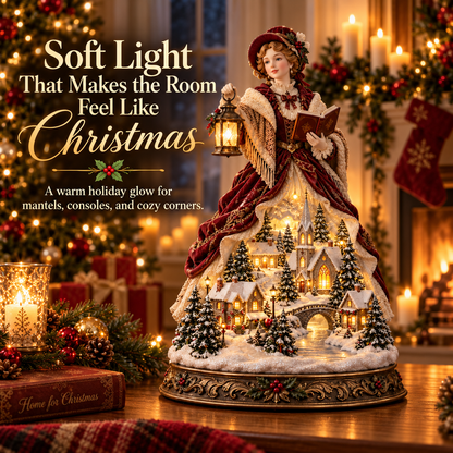 Victorian Caroler Christmas Glow – Lighted Village Lady Tabletop Decor