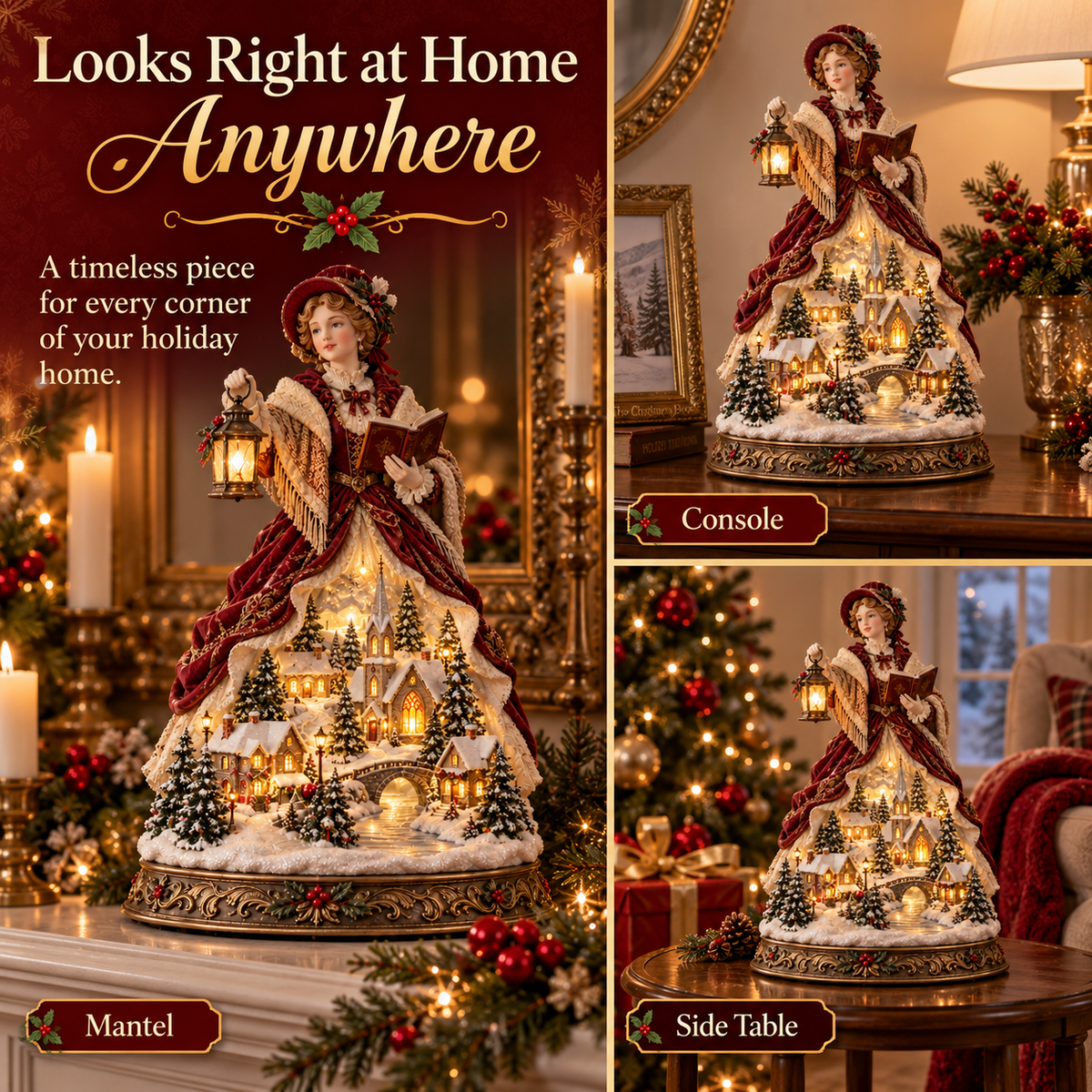 Victorian Caroler Christmas Glow – Lighted Village Lady Tabletop Decor