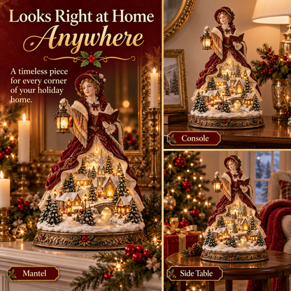 Victorian Caroler Christmas Glow – Lighted Village Lady Tabletop Decor
