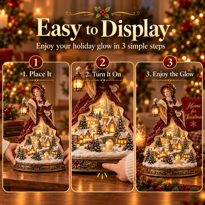 Victorian Caroler Christmas Glow – Lighted Village Lady Tabletop Decor