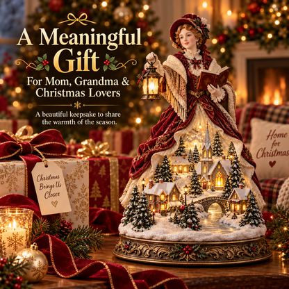 Victorian Caroler Christmas Glow – Lighted Village Lady Tabletop Decor