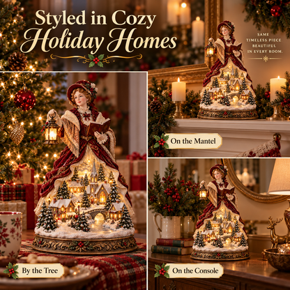 Victorian Caroler Christmas Glow – Lighted Village Lady Tabletop Decor