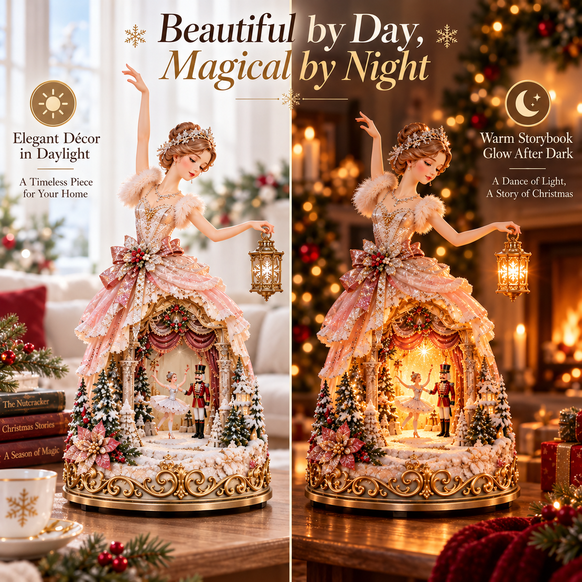🔥LAST DAY 49% OFF 🩰  Winter Ballerina Story Lamp – Lighted Nutcracker Christmas Tabletop Decor