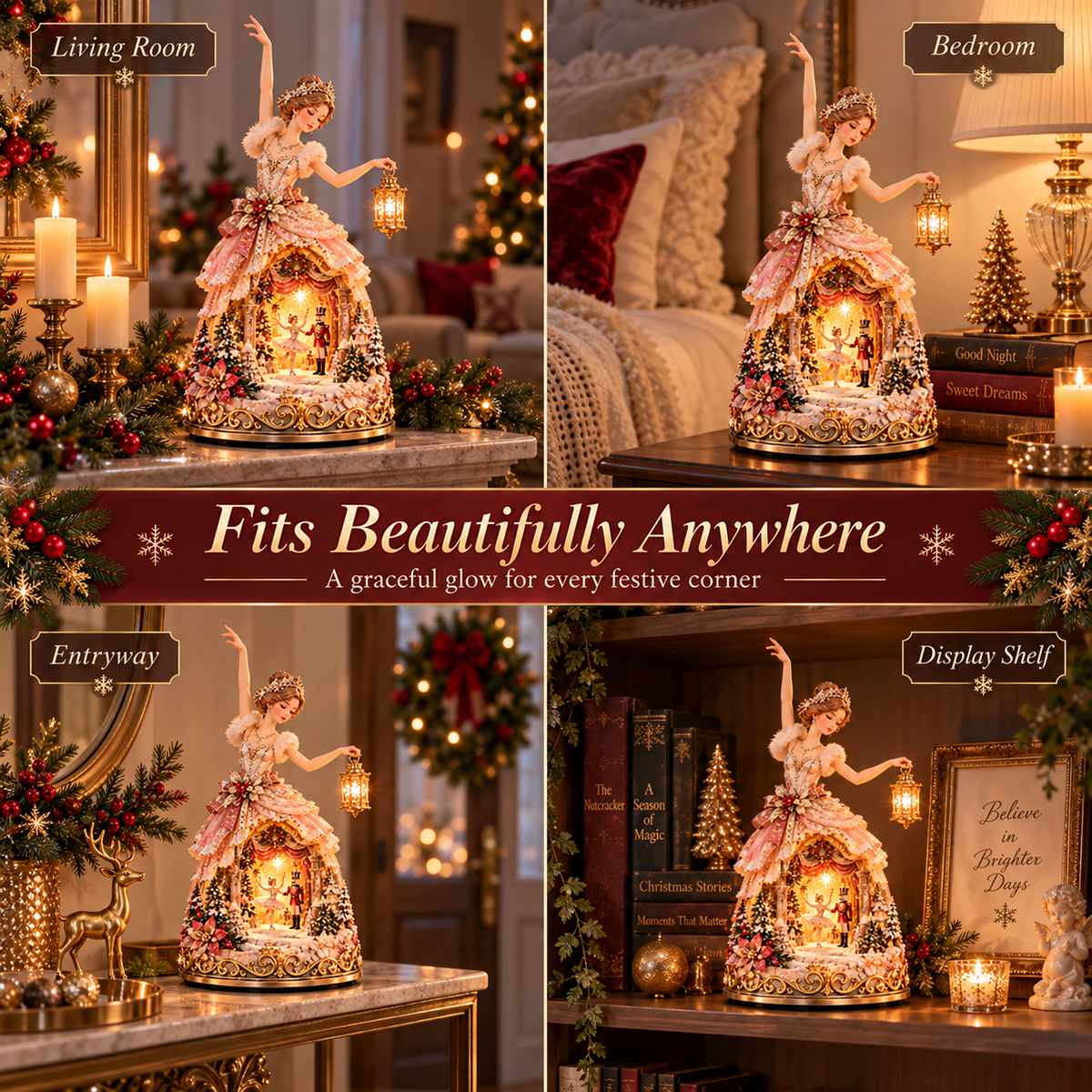 🔥LAST DAY 49% OFF 🩰  Winter Ballerina Story Lamp – Lighted Nutcracker Christmas Tabletop Decor