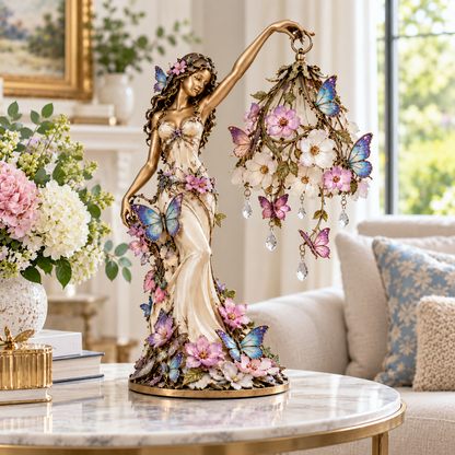 🦋 Butterfly Lady Accent Lamp – Elegant Floral Goddess Light with Crystal Drops🌸