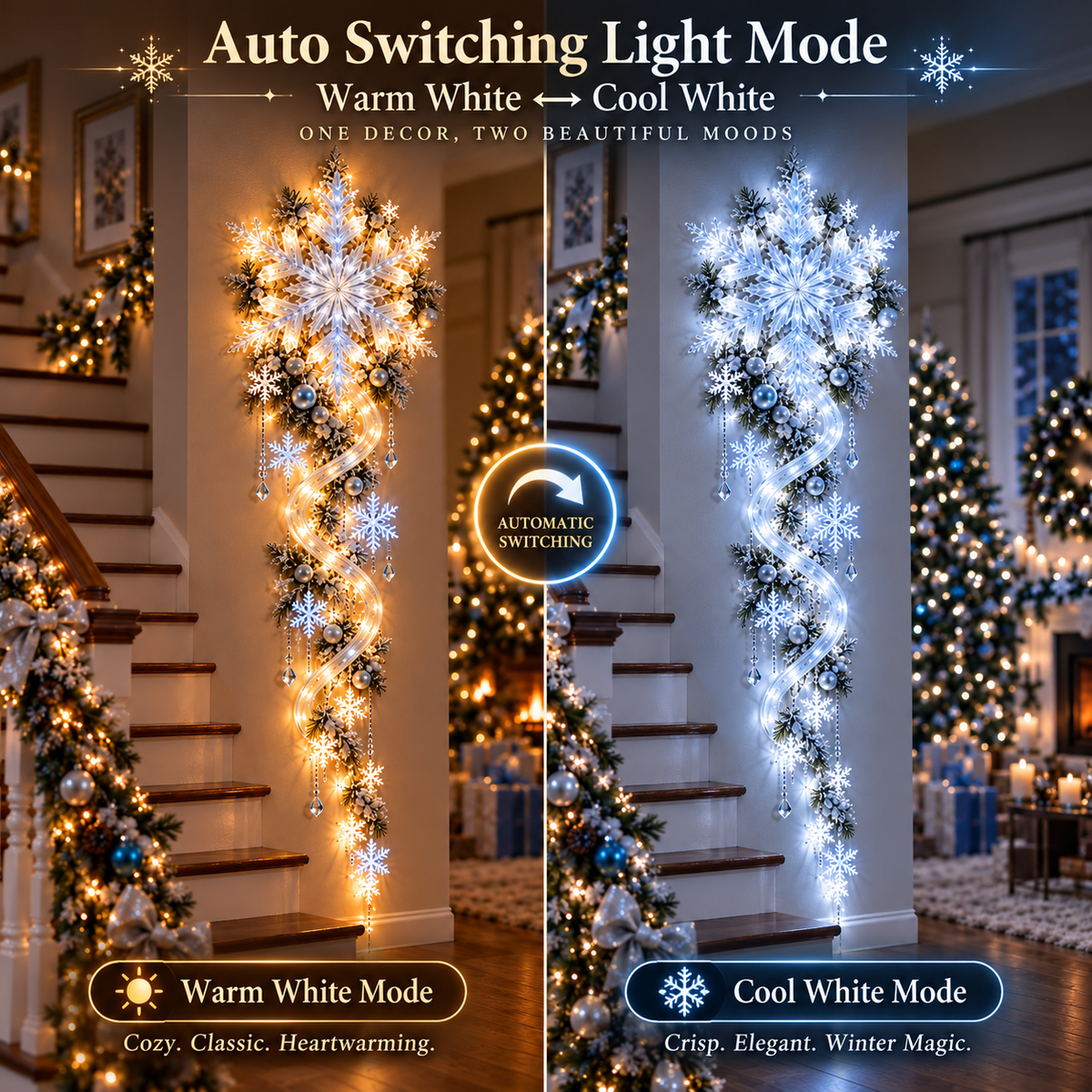 ❄️Giant Snowflake Blizzard Trail- Let the Snowstorm Glow Indoors