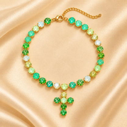 Colorful Crystal Cross Necklace – Sparkling Adjustable Statement Jewelry