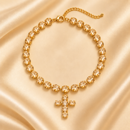 Colorful Crystal Cross Necklace – Sparkling Adjustable Statement Jewelry