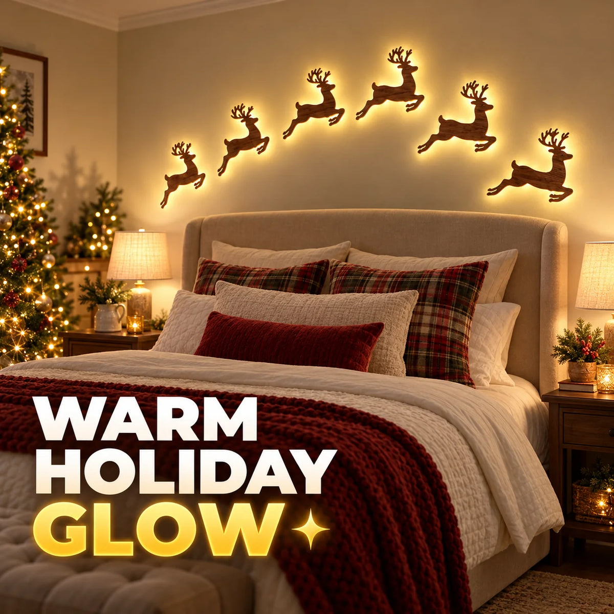 🎄 Light-Up Press-On Reindeer Christmas Decor 🦌✨