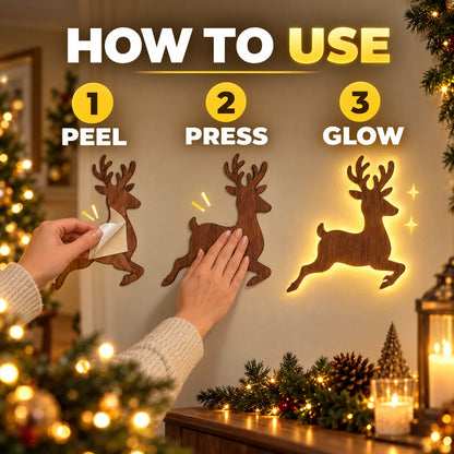 🎄 Light-Up Press-On Reindeer Christmas Decor 🦌✨