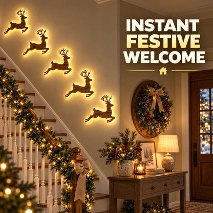 🎄 Light-Up Press-On Reindeer Christmas Decor 🦌✨