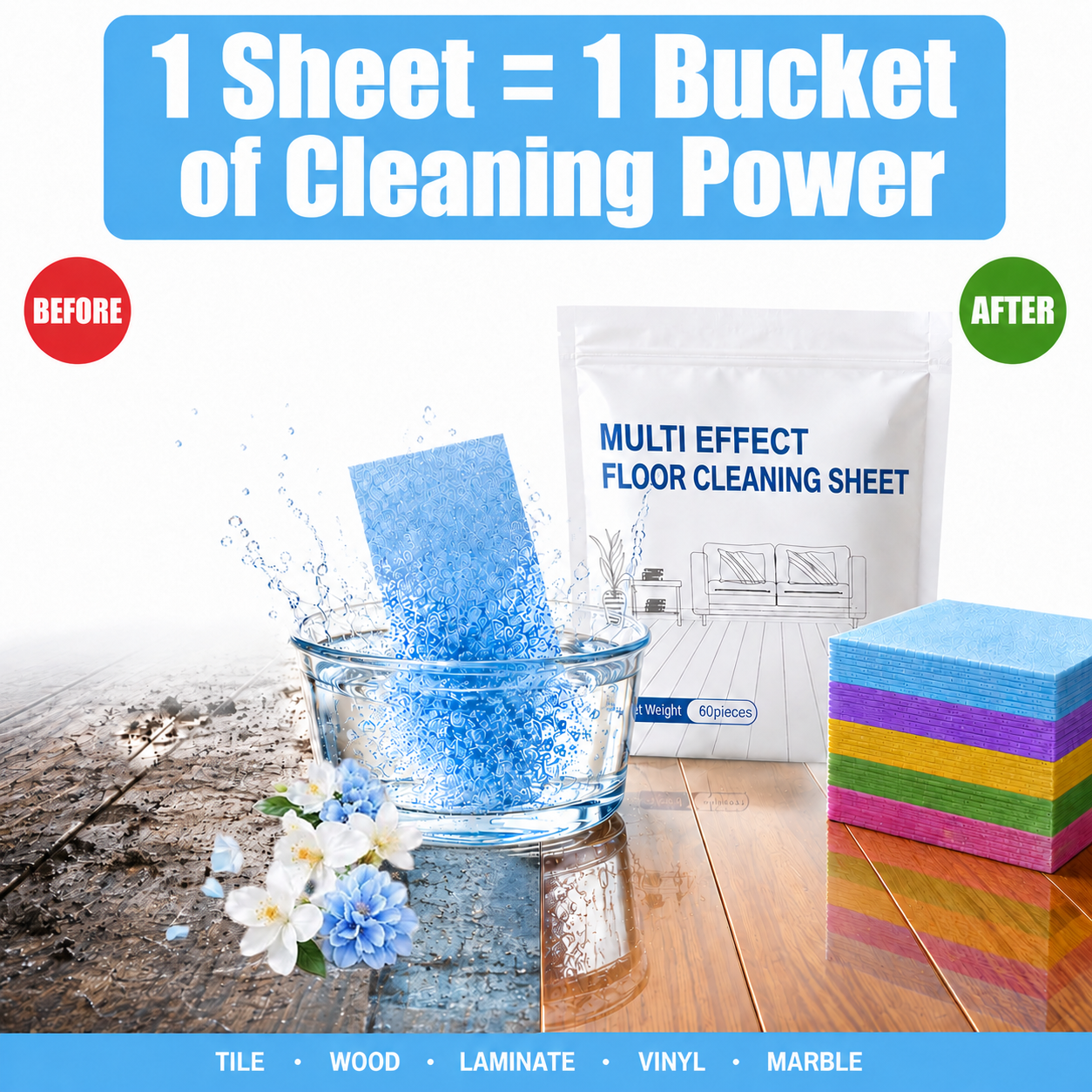 Powerful Floor Cleaning Without The Heavy Bottles♻️60-Pieces