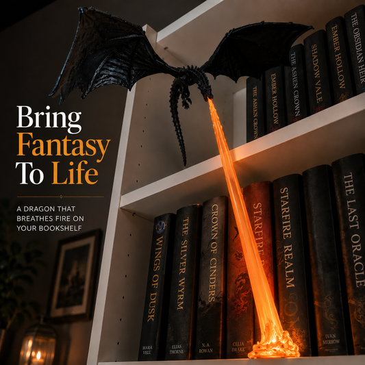 🐉Fire-Breathing Dragon Bookshelf Lamp – Fantasy LED Shelf Decor