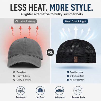 Brimless mesh cap versus regular baseball cap