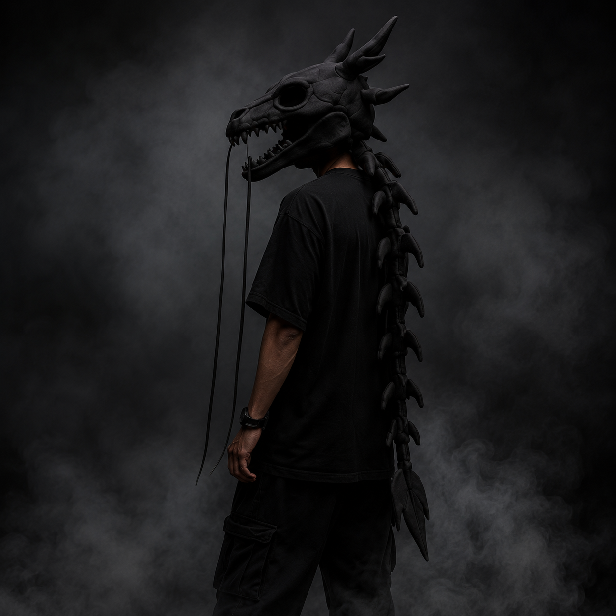 Loong Bone Plush Dragon Skeleton Hood Mask