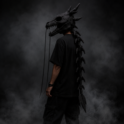 Loong Bone Plush Dragon Skeleton Hood Mask