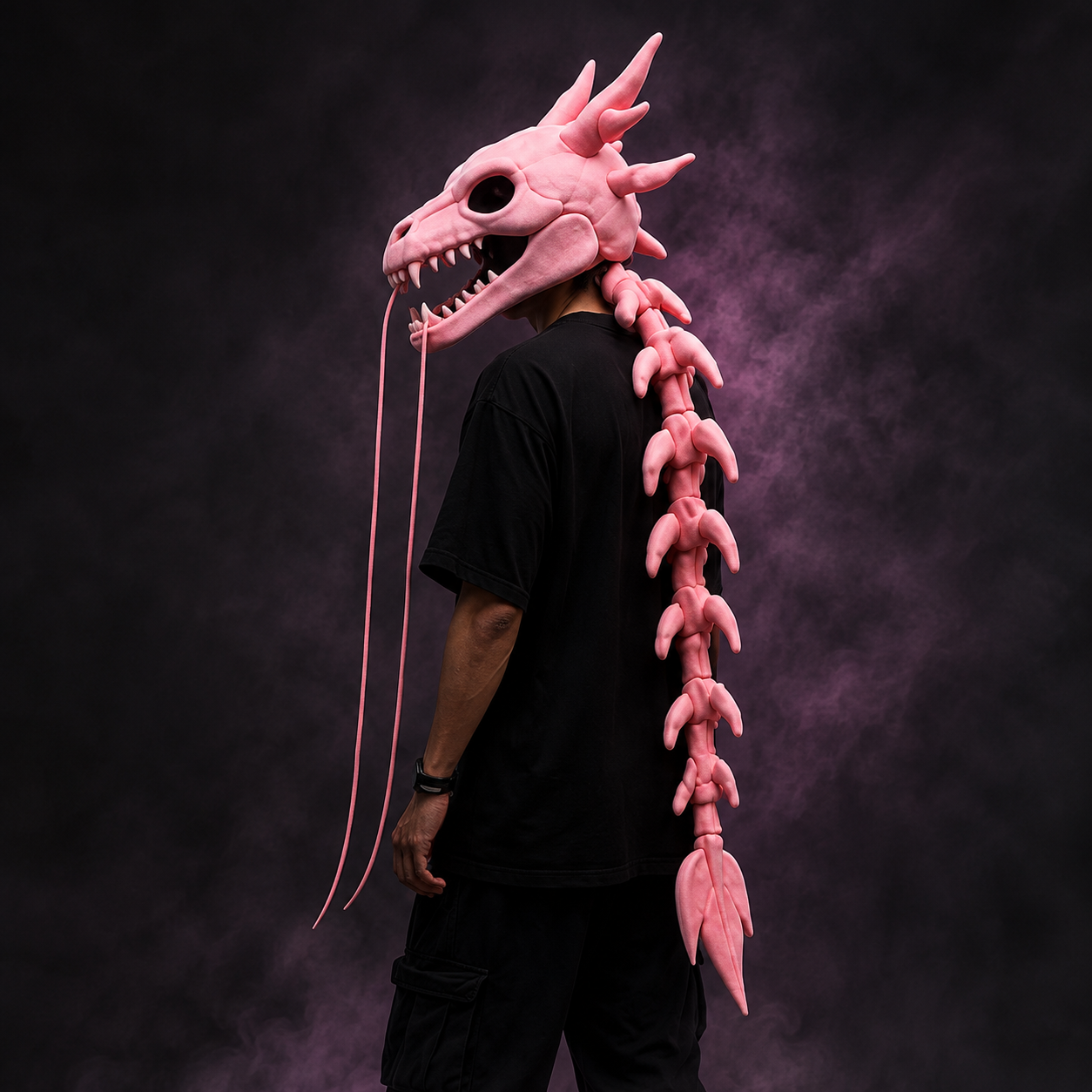 Loong Bone Plush Dragon Skeleton Hood Mask