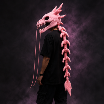 Loong Bone Plush Dragon Skeleton Hood Mask