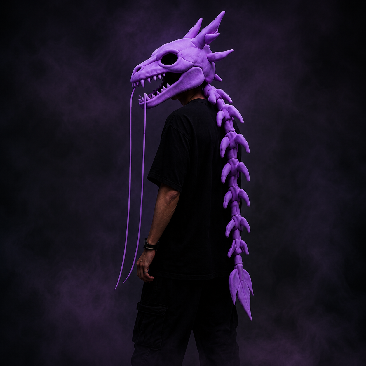 Loong Bone Plush Dragon Skeleton Hood Mask