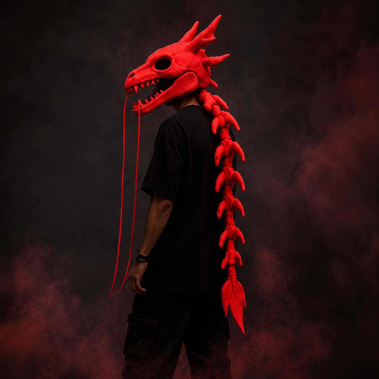 Loong Bone Plush Dragon Skeleton Hood Mask