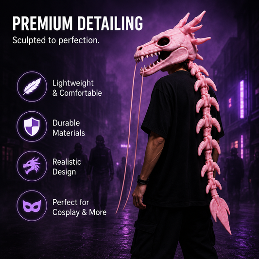 Loong Bone Plush Dragon Skeleton Hood Mask