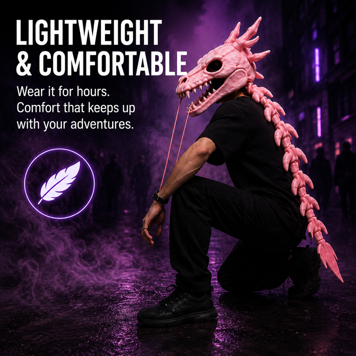 Loong Bone Plush Dragon Skeleton Hood Mask