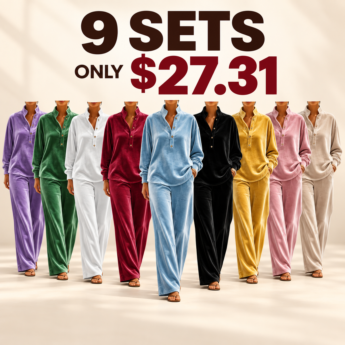 Loose Velvet Two-Piece Top & Pants Set