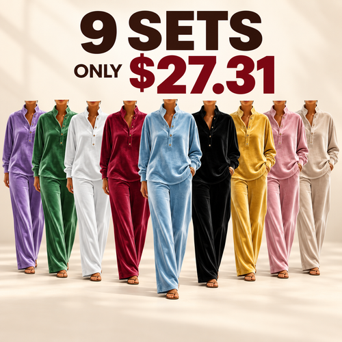 Loose Velvet Two-Piece Top & Pants Set