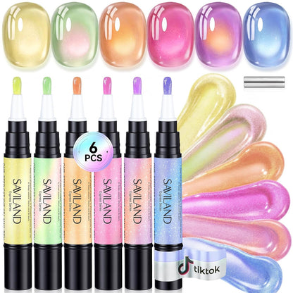 Glitter Cat Eye Gel Pens for Sparkling Magnetic Nails