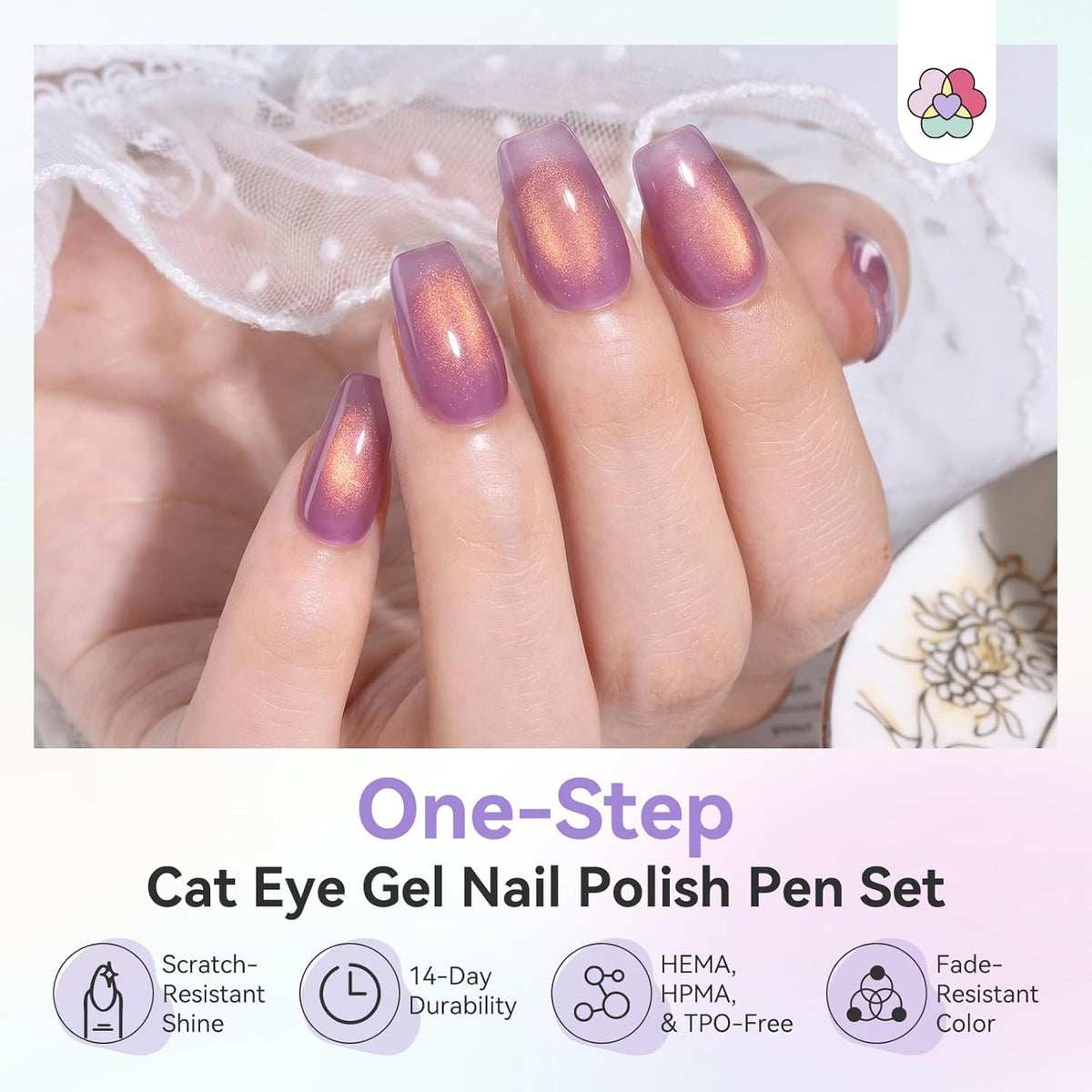 Glitter Cat Eye Gel Pens for Sparkling Magnetic Nails