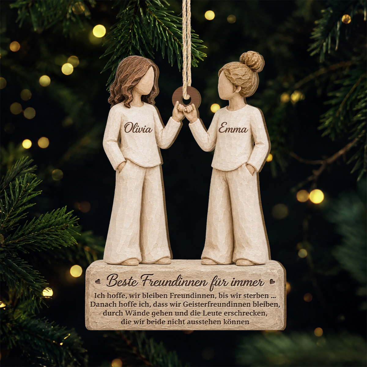 [3D-Optik] Besties Für Immer - 1-Schicht-Holz Ornament Personalisiert Beste Freundin