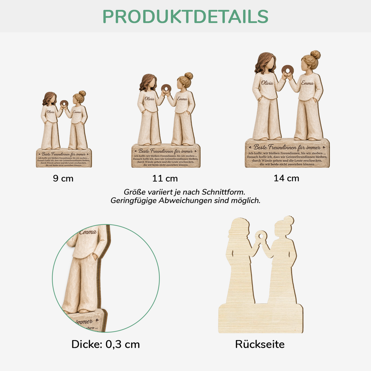 [3D-Optik] Besties Für Immer - 1-Schicht-Holz Ornament Personalisiert Beste Freundin