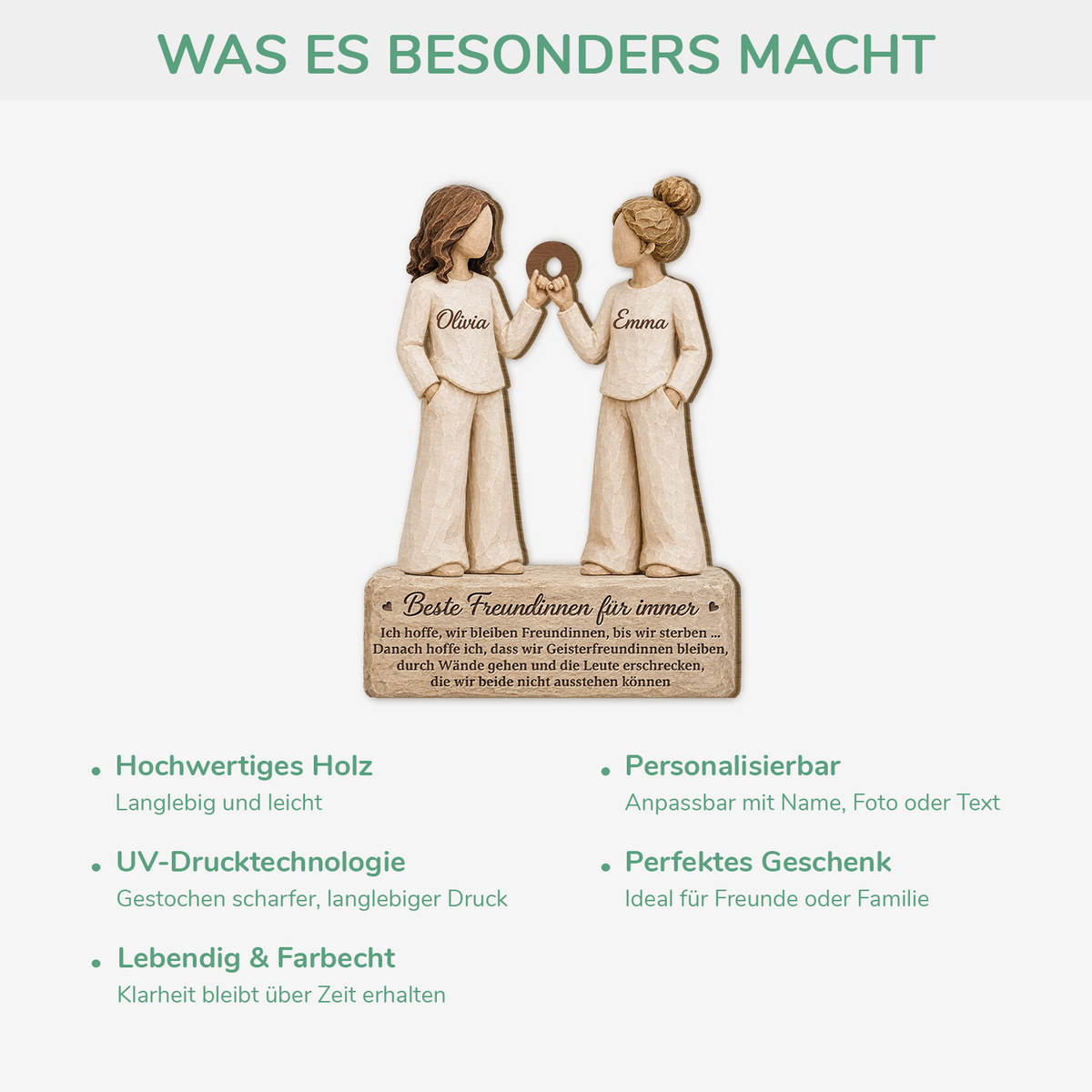 [3D-Optik] Besties Für Immer - 1-Schicht-Holz Ornament Personalisiert Beste Freundin
