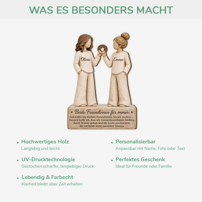 [3D-Optik] Besties Für Immer - 1-Schicht-Holz Ornament Personalisiert Beste Freundin